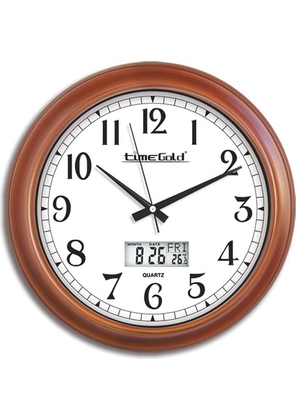 Maun Ahşap Renk Isı Sıcaklık Gün Ay Yıl Göstergeli Duvar Saati