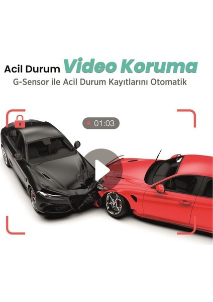 + G500H Pro Ön 3K QHD - Arka 1080P FHD 150° Geniş Açı Lens Gece Görüşlü Dahili Gps Modülü Araç İçi Kamera