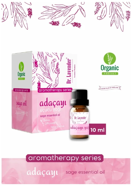 Dr. Lavender Saf Adaçayı Uçucu Yağı Saç, Cilt Bakım ve Difüzör, Buhurdanlık Yağı Aromaterapi Serisi 10 ml