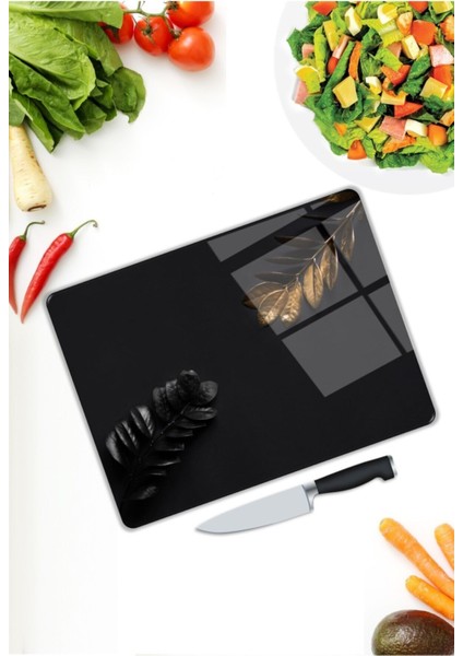 Siyah | Cam Kesme Tahtası | 25 x 35 cm