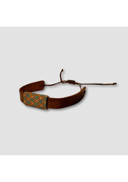 El Işi Miyuki Boncuk Işlemeli Deri Bileklik 22CM - Yeşil modelleri