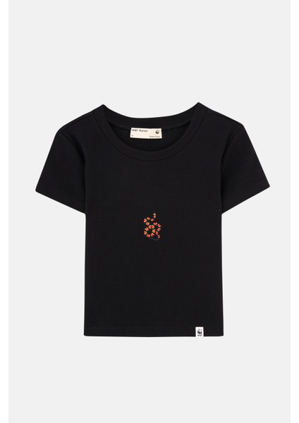 WWF Market Mercan Yılanı Rıbana Crop T-Shirt  Siyah