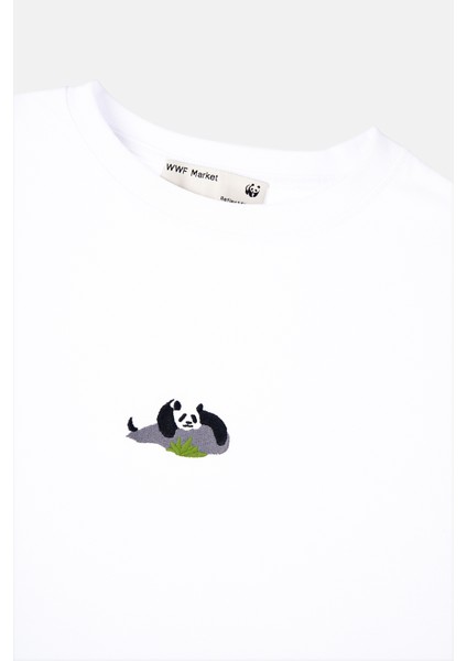 WWF Market Giant Panda Crop Light-Weight T-Shirt - Beyaz