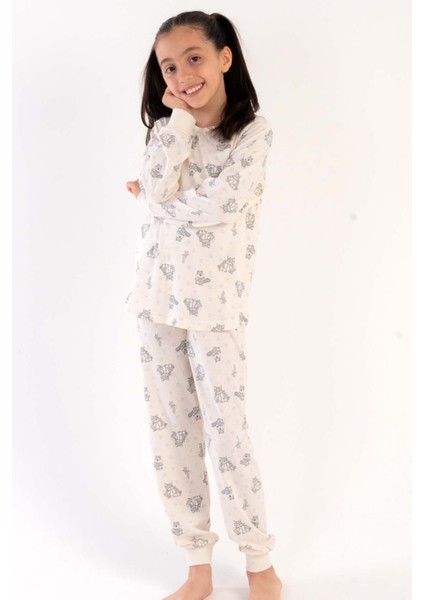 Pamuklu Kız Çocuk Uzun Kol Pijama Takım , 303147