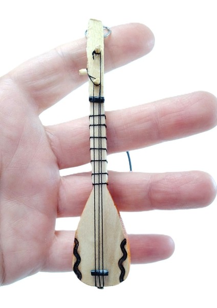 Ahşap Küçük Bağlama Dikiz Ayna Süsü El Yapımı Hediyelik Aksesuar 10 Cm, Minyatür Saz indirimleri