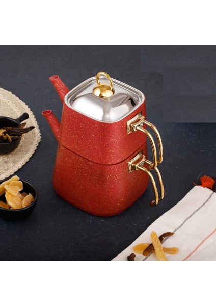 Red Kare Çaydanlık Takımı Orta Boy (1,25+2,25 Lt)