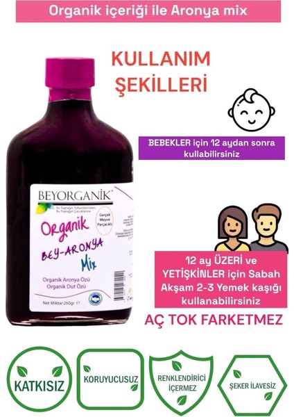 Organik Bey Aronya Meyve Parçacıklı 260gr