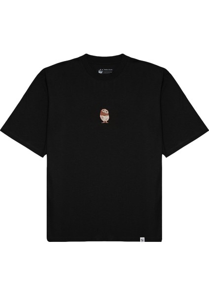 Cin Baykuşu Light-Weight T-Shirt - Siyah