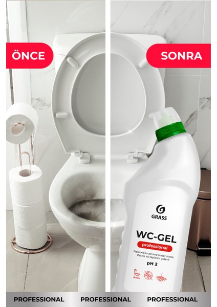 Wc-Gel Professional Tuvalet Temizleyici ve Ağır Kirler Için Klozet Temizlik Ürünü 750 ml