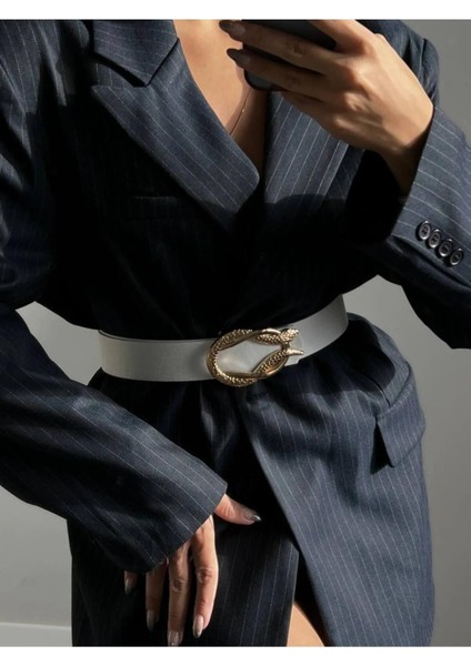 Gold Yılan Tokalı Kadın Pantolon Kemeri, Ceket Kemeri, Elbise Kemeri, Gömlek Kemeri