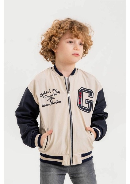 Çift Cepli Su Geçirmez Erkek Çocuk Kolej Ceket