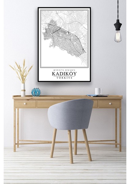 Kadıköy Şehir Haritası Çerçevesiz Poster-Harita Sanatı, Map Art Design modelleri