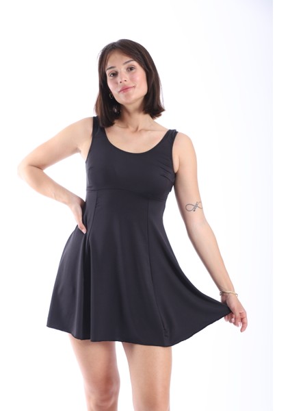 Kadın Düz Elbise Mayo Şortlu Siyah 38-52 fiyatları