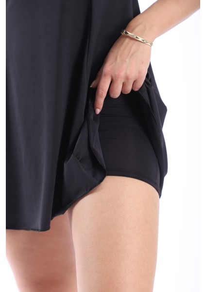 Kadın Düz Elbise Mayo Şortlu Siyah 38-52 indirimleri