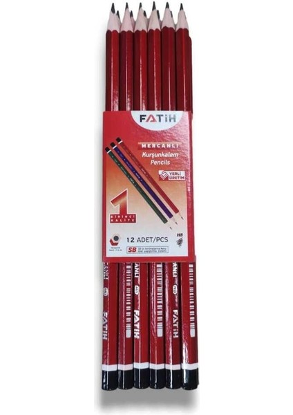 Mercanlı Kurşun Kalem 12'li Paket Kırmızı Gövde
