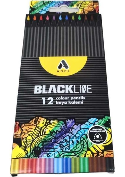 Adel Blackline Tam Boy Kuru Boya Kalemi 12 Renk