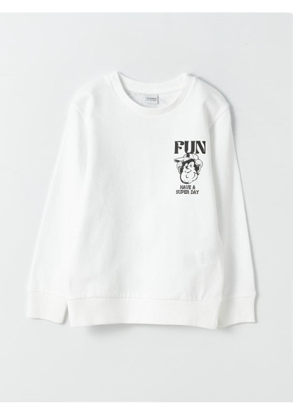 Bisiklet Yaka Nostaljik Maymun Baskılı Uzun Kollu Erkek Çocuk Sweatshirt