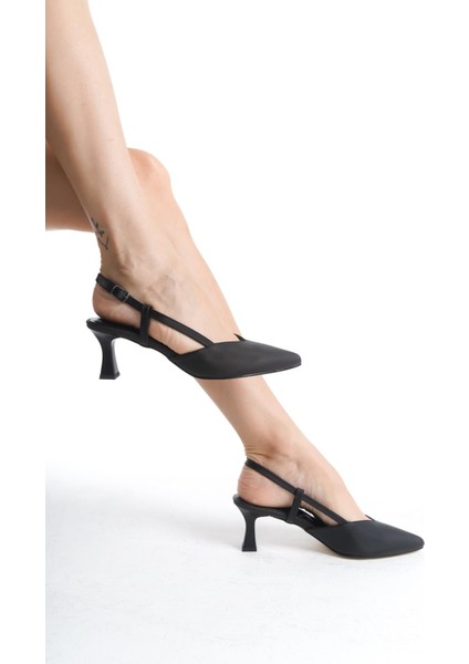 Miniparis Siyah Stiletto Arkası Açık Abiye Ayakkabı fiyatları