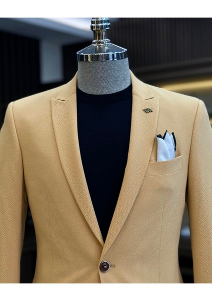 Italyan Stil Slim Fit Ceket Pantolon Takım Elbise Camel T12513 fiyatları