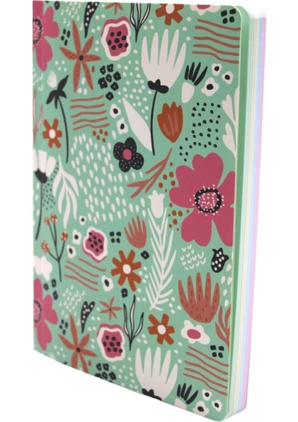 128 Yaprak Çizgili Zemin Renkli Defter Pembe Çiçek 15 x 21 cm fiyatları