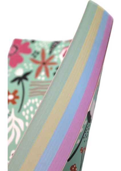 128 Yaprak Çizgili Zemin Renkli Defter Pembe Çiçek 15 x 21 cm modelleri