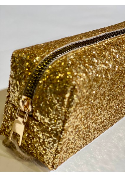 Premium Gold Simli Renkli Çanta Okul Kalemlik Çantası 20 x 9 x 6 cm