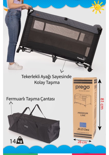 Premium Anne Yanı Oyun Parkı 70*120 cm + Yatak