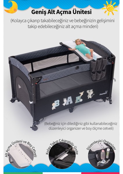 Premium Anne Yanı Oyun Parkı 70*120 cm + Yatak