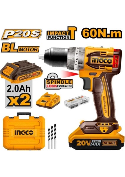 CIDLI20602 Kömürsüz Li-Ion Çift Akülü Darbeli Matkap Vidalama 20V 2.0 Ah fiyatları