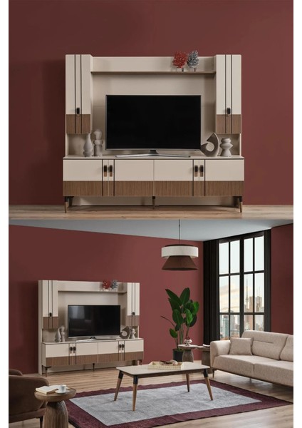 204 Tv Ünitesi Premium Tasarım Televizyon Ünitesi 204 cm 4 Kapaklı