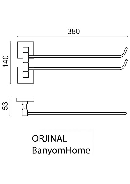 KU10-014.4 Paslanmaz Pirinç Mat Siyah Kumru 2'li Döner Havluluk fiyatları