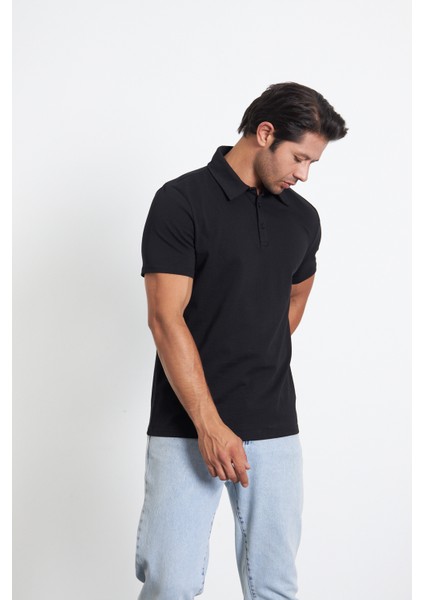 Black Project Erkek %100 Pamuk Serin Tutan Regular Fit Polo Yaka T-Shirt