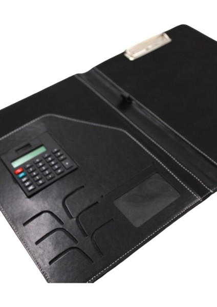 Suni Deri Hesap Makinalı- Kartvizitlikli Sekreterlik Siyah modelleri