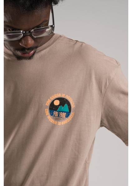 Fbı Yarım Oversize (Hafif Bol Kesim) Arkası Baskılı Pamuklu T-Shirt modelleri