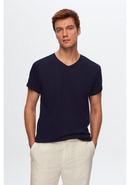 Slim Fit Siyah/beyaz/lacivert 3'lü T-Shirt fırsatları