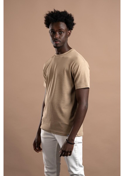 Fbı Regular Fit Kendinden Çizgili Likralı Bisiklet Yaka T-Shirt modelleri