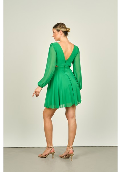 Kadın Uzun Kollu Mini Abiye Elbise 5065 Benetton fırsatları