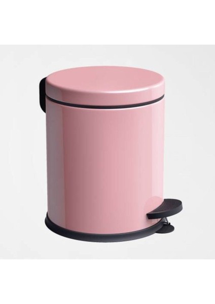 Çelik Metal 5 Litre Pedallı Çöp Kovası Çöp Kutusu Pembe