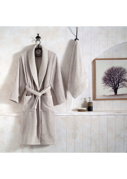 Classic Tekli Bornoz Seti Taş