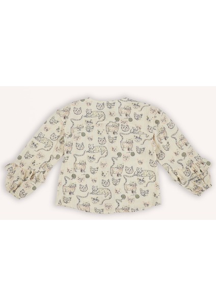 Kız Çocuk Kedi Desenli Gömlek fiyatları