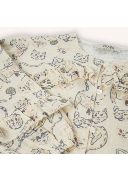 Kız Çocuk Kedi Desenli Gömlek modelleri