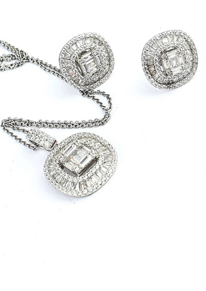 Swarovski Taşlı 925 Ayar Gümüş Baget Set Takım