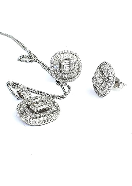 Swarovski Taşlı 925 Ayar Gümüş Baget Set Takım