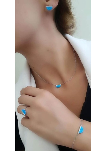 Opal taşlı italyan 925 ayar gümüş set takım fiyatları