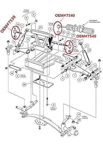 Club Car G&e 1976-2008 Sürücü ve Yolcu Tarafı Için Golf Arabası Rotbaşı Kiti 7539 7540 (Yurt Dışından)