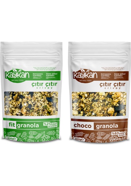 300 gr Fit Granola ve 300 gr Choco Granola