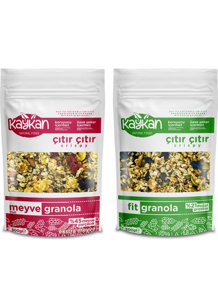 300 gr Meyve Granola ve 300 gr Fit Granola