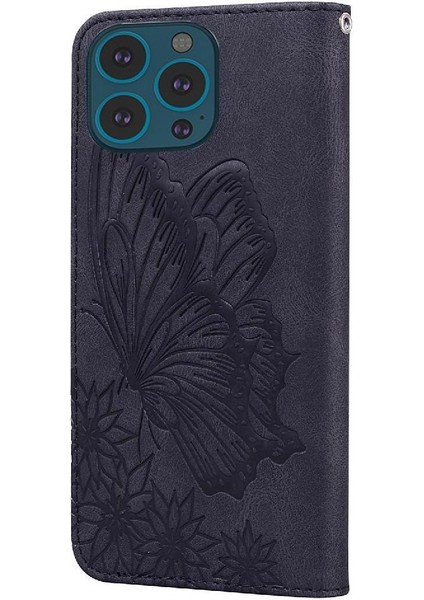 IPhone 16 Için Flip Case Pro Max Manyetik Closu Cüzdan Büyük Kelebek Pu (Yurt Dışından)