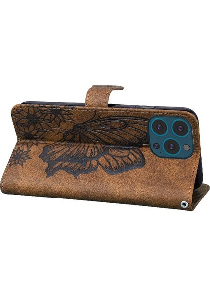 IPhone 16 Için Flip Case Pro Max Manyetik Closu Cüzdan Büyük Kelebek Pu (Yurt Dışından)