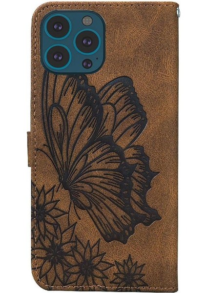 IPhone 16 Için Flip Case Pro Max Manyetik Closu Cüzdan Büyük Kelebek Pu (Yurt Dışından)